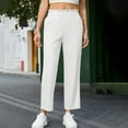 thumbnail image 5 of Clearance under 10$ Sevevn Women Casual Linen Drawstring Elastic Waist Long Wide Leg Pants Sales Today Clearance White XXL, 5 of 8