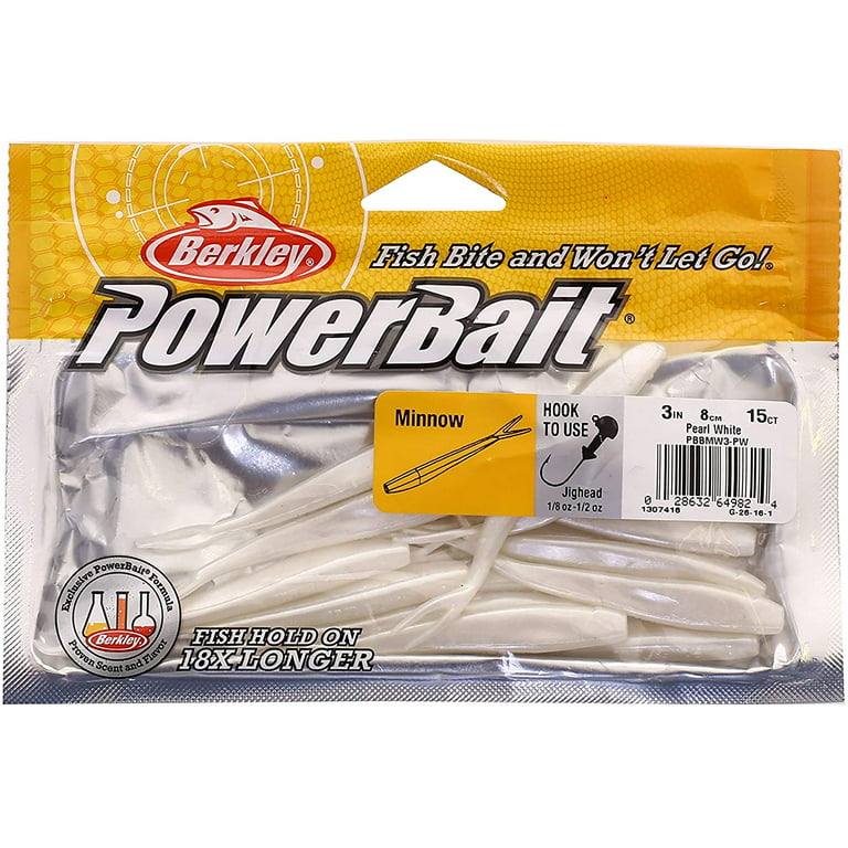 2 Packs Berkley 3.4 Champ Minnow Soft Fishing Power Baits Pearl White  Color 