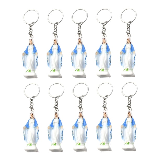 10x llavero de María, llaveros católicos para mujeres, hombres, bolso, colgante de llavero, llavero religioso, organizador para Navidad, Azul