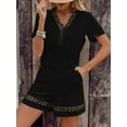 thumbnail image 2 of ZOELNIC Womens Fashion 2 Piece Outfits Lace V Neck Short Sleeve Tops Set Matching Shorts Lounge Sets, 2XL, 2 of 4