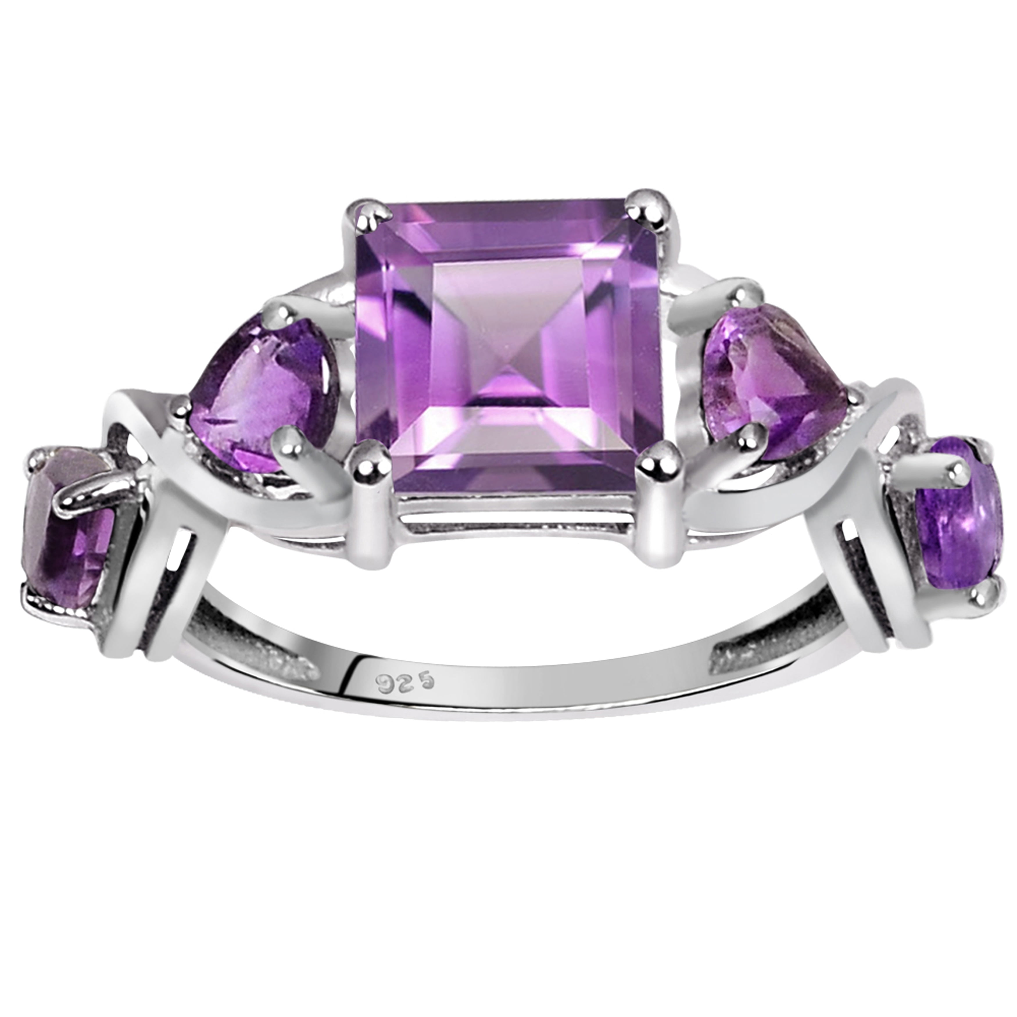 Details about   Size 7 Sterling Silver Amethyst Heart Ring