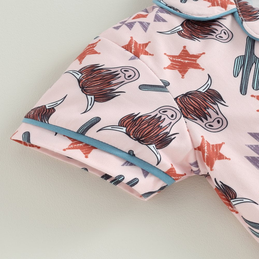 Cow print tee & shorts pj set sale