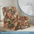 thumbnail image 3 of FKELYI Art Bohemian Flower Print Recliner Slipcover Anti-Dust Reclining Chair Cover with Pocket Non-Slip Sofa Couch Covers 4 Pcs Furniture Protective Covers, 3 of 7