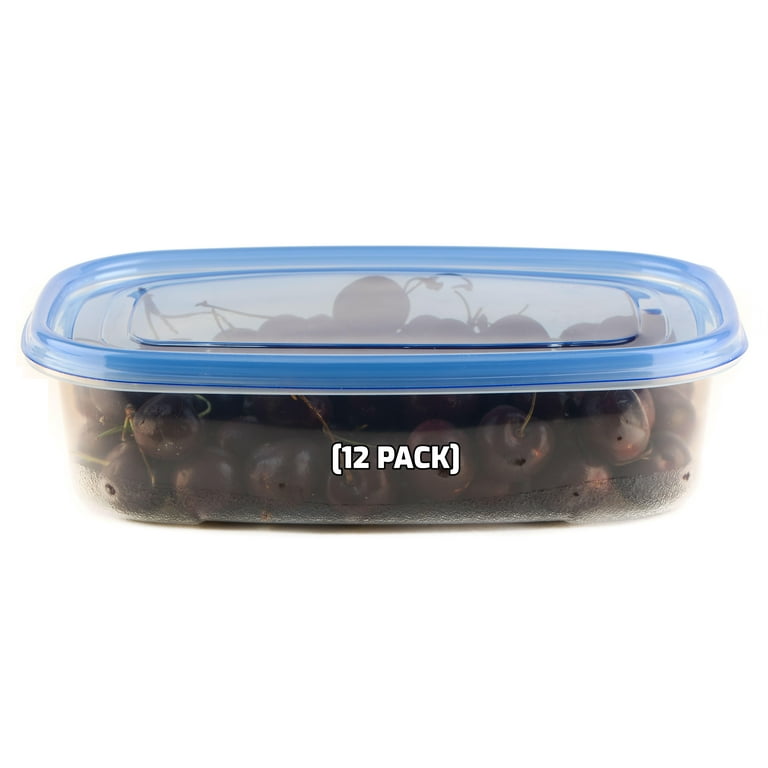 Kitchen Plastic Food Storage Container Set with Airtight Lids - Pack of 24  (12 Containers & 12 Snap Lids)- Reusable & Leftover Lunch Boxes - Leak  Proof & Microwave Safe