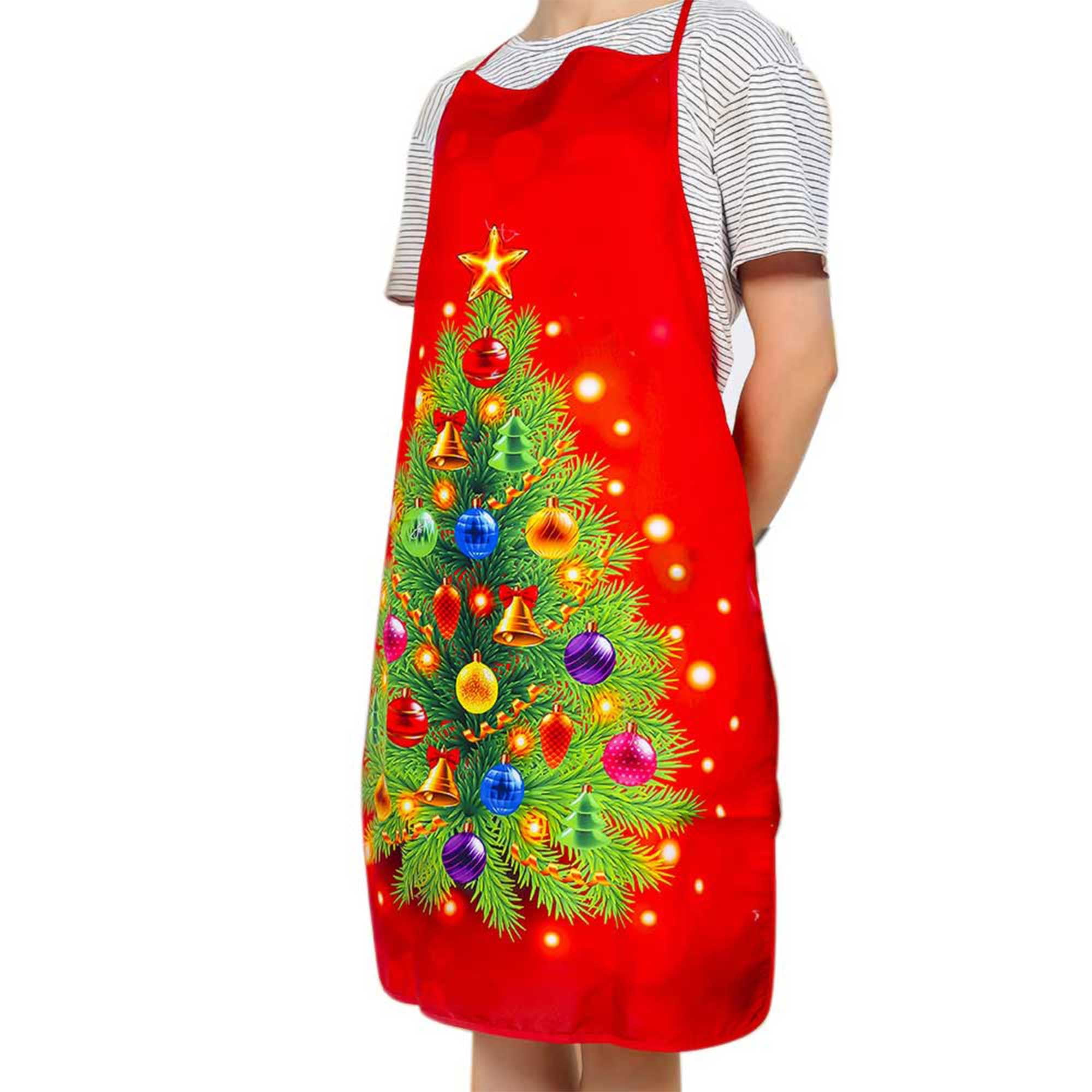 Kiapeise Christmas Apron, New Year Theme Cute Print Adjustable Kitchen Cooking Aprons for Men Women