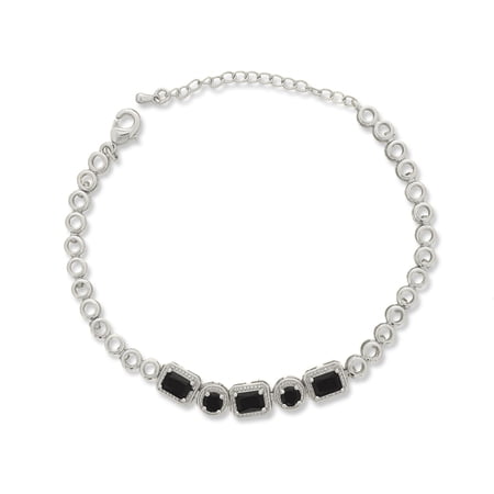 Kaash Customs Silver Plated Adjustable Chain CZ Stone Anklet Bracelet for Women Best Gift for Her