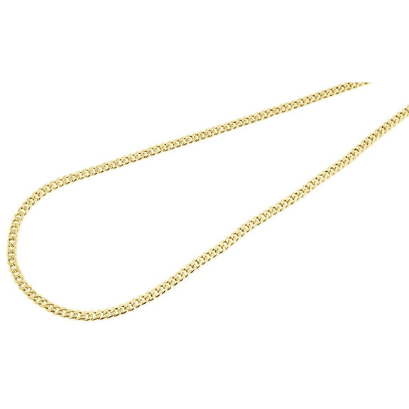 Mens or Ladies 10k Yellow Gold Flat Cuban Chain 2.40mm Necklace 16 Inches