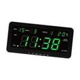 thumbnail image 4 of Pantalla de temperatura de reloj de pared digital Pantalla multifuncional, profesional de calendario, reloj LED de escritorio de despertador de alarma Verde, 4 of 9