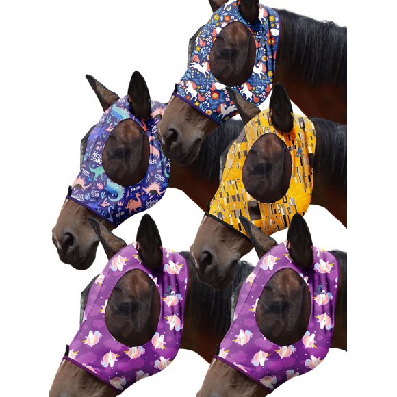 Máscaras antimoscas para caballo, paquete de 5, protección UV, talla grande