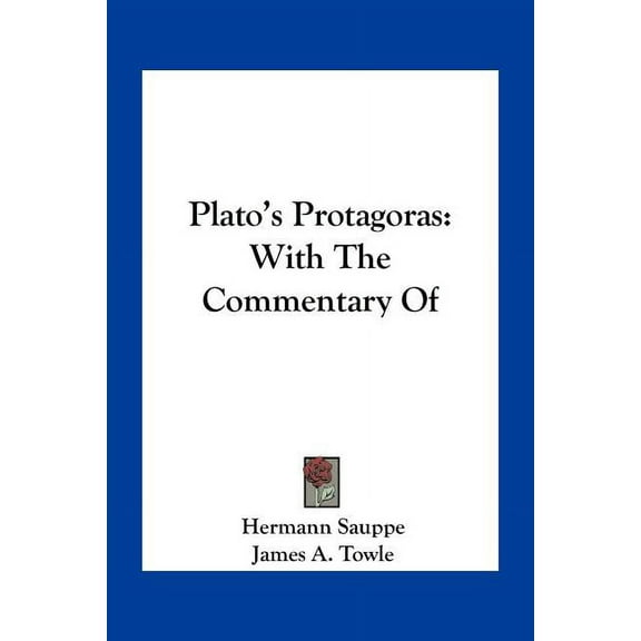 Plato's Protagoras: With The Commentary Of, (Paperback)