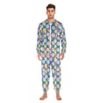 thumbnail image 3 of FORMRS Onesies Pajama for Adults Unisex Hoodie Winter Jumpsuit One Piece Sleepwear, Sizes S-2XL, Blue Checkered Daisy, 3 of 7