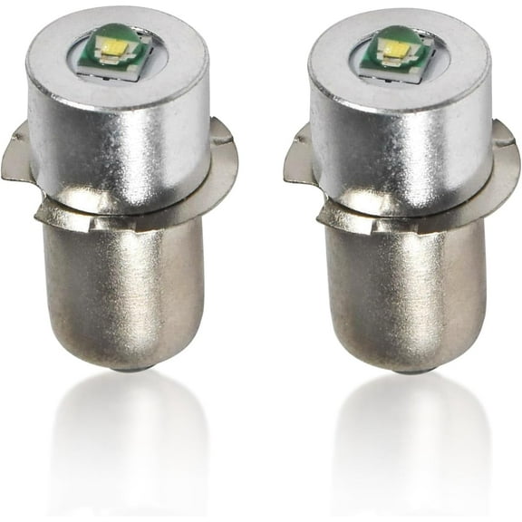 HQRP - 2 Pack P13.5S Base Upgrade Flashlights LED Bulb 1.3W, 6-24 VDC, 130 Lm, Cool White 6000K, Compatible with Ryobi, Makita, Milwaukee, Dewalt