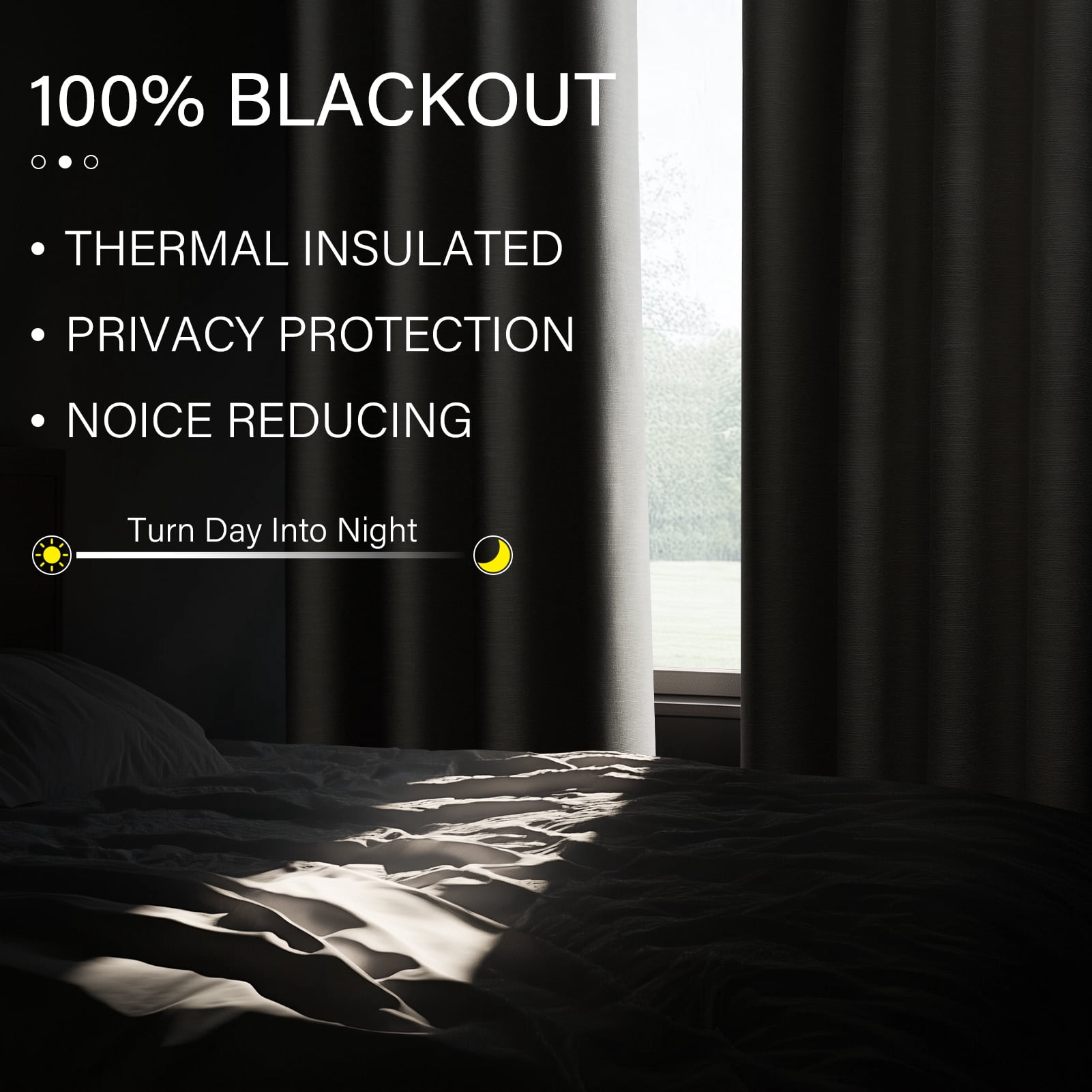 Top Finel Grommet Top Blackout Curtains, Birch, 52" x 108", 2 Panels