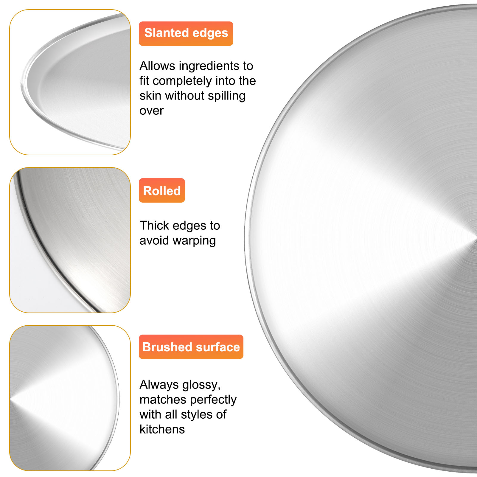 LUIISIS 4Pcs Stainless Steel Pizza Pan, Round Pizza Oven Baking Pans Tray, Crisper Pan for Home Restaurant Party, Healthy & Heavy Duty, Dishwasher Safe & Easy Clean