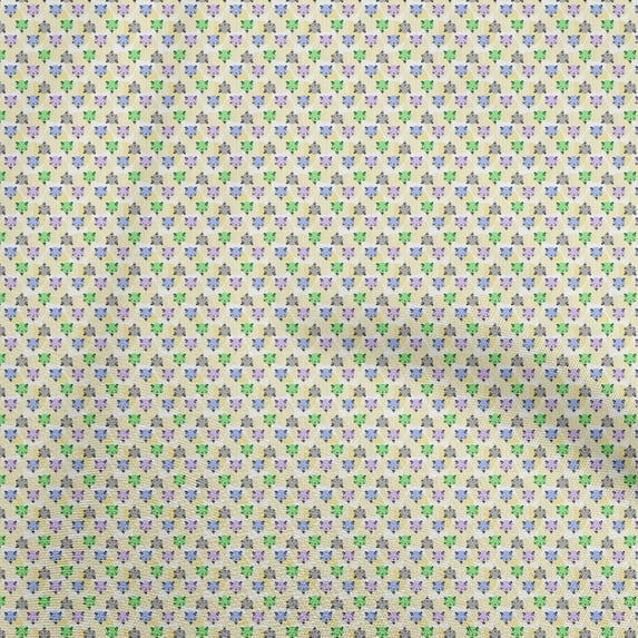 oneOone Viscose Jersey Light Yellow Fabric Kids Animal Quilting Supplies Print Sewing Fabric By The Yard 60 Inch Wide