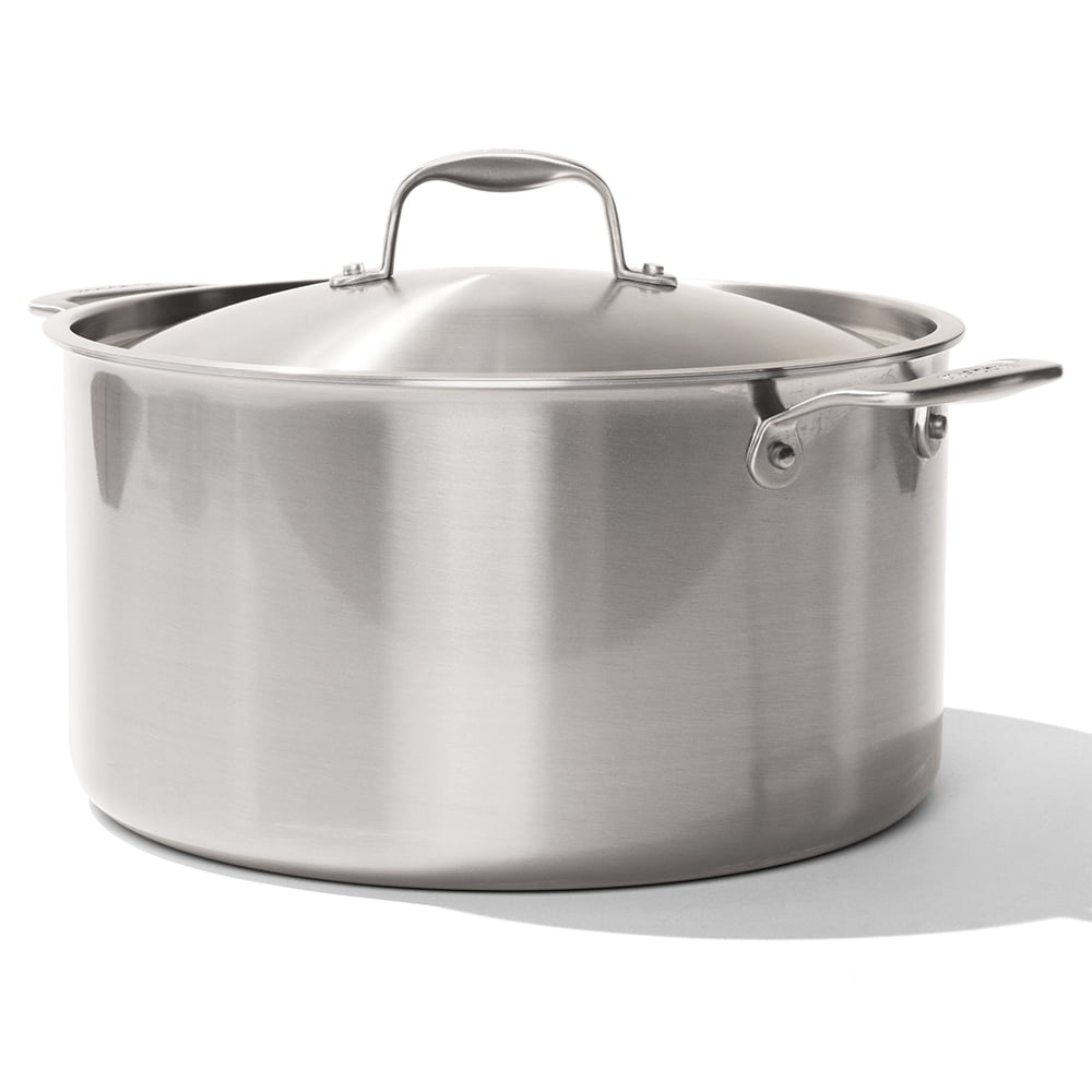 Millvado Stock Pot, 6 Quart Stainless Steel Pot, StockPot With Clear Glass  Lid, Steam Hole, Permanent Measurement Markings, Gas, Electric and