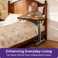 thumbnail image 6 of KEKOY Overbed Table with Wheels, Easy Height Adjustable Bedside Table for Bed for Elderly, Rolling Bed Tray Table for Eating & Reading, Stable Support for Medical Home Care and Hospital Use, 6 of 11