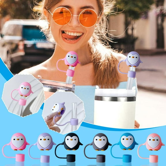 FurNest Cute Penguin Straw Toppers for 40&30 Oz Cup, 10mm Silicone Straw Covers * for Tumbles, Straw * Stopper for Reusable Straws Tip Lids, Drinking Straw Toppers for Tumbles Cups Access