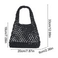 thumbnail image 6 of Woven Tote Bag 13x7.9 Inch Lightweight Cotton Rope Handbag Compact Hollow Woven Purse for Daily Beach Vacation Shopping Casual Use, 6 of 6