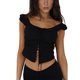 thumbnail image 1 of VISgogo, camisetas sin mangas para mujer, Color sólido, sin mangas, diseño de tirantes, botón frontal, lazo, cárdigan, camisetas sin mangas VISgogo moda, 1 of 9
