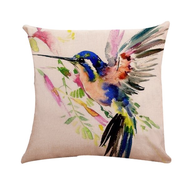 Fiudx Ofertas Del Día Funda De Almohada De Lino Y Algodón Con Diseño De Pájaro Y Árbol, Funda De Cojín Para Cintura, Decoración Del Hogar