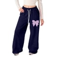 thumbnail image 2 of Baggy Sweatpants For Girl Fashion Relaxed Fit Joggers Pants With Drawstring Summer Running Pants With Pocket Dark Blue, 2 of 5
