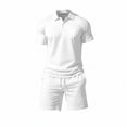 thumbnail image 4 of TaTaai Mens Two Piece Set Mens Solid Color Short Sleeve Shirt with Drawstring Shorts Casual Sports Summer Set Gift, 4 of 6