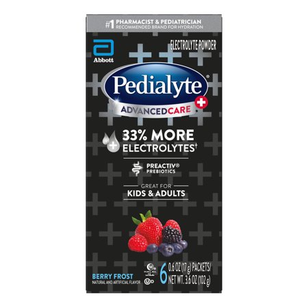 PEDIALYTE ADVANCEDCARE PLUS ELECTROLYTE POWDER, BERRY FROST, 36 POWDER PACKETS