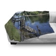 thumbnail image 3 of Outdoor Soft Flannel Fleece Throw Blanket, Waikato River Hamilton City New Zealand Holiday Destination Travel Landmark, Cozy Plush for Indoor and Outdoor Use, 50" x 70", Green Blue Grey, by Ambesonne, 3 of 6