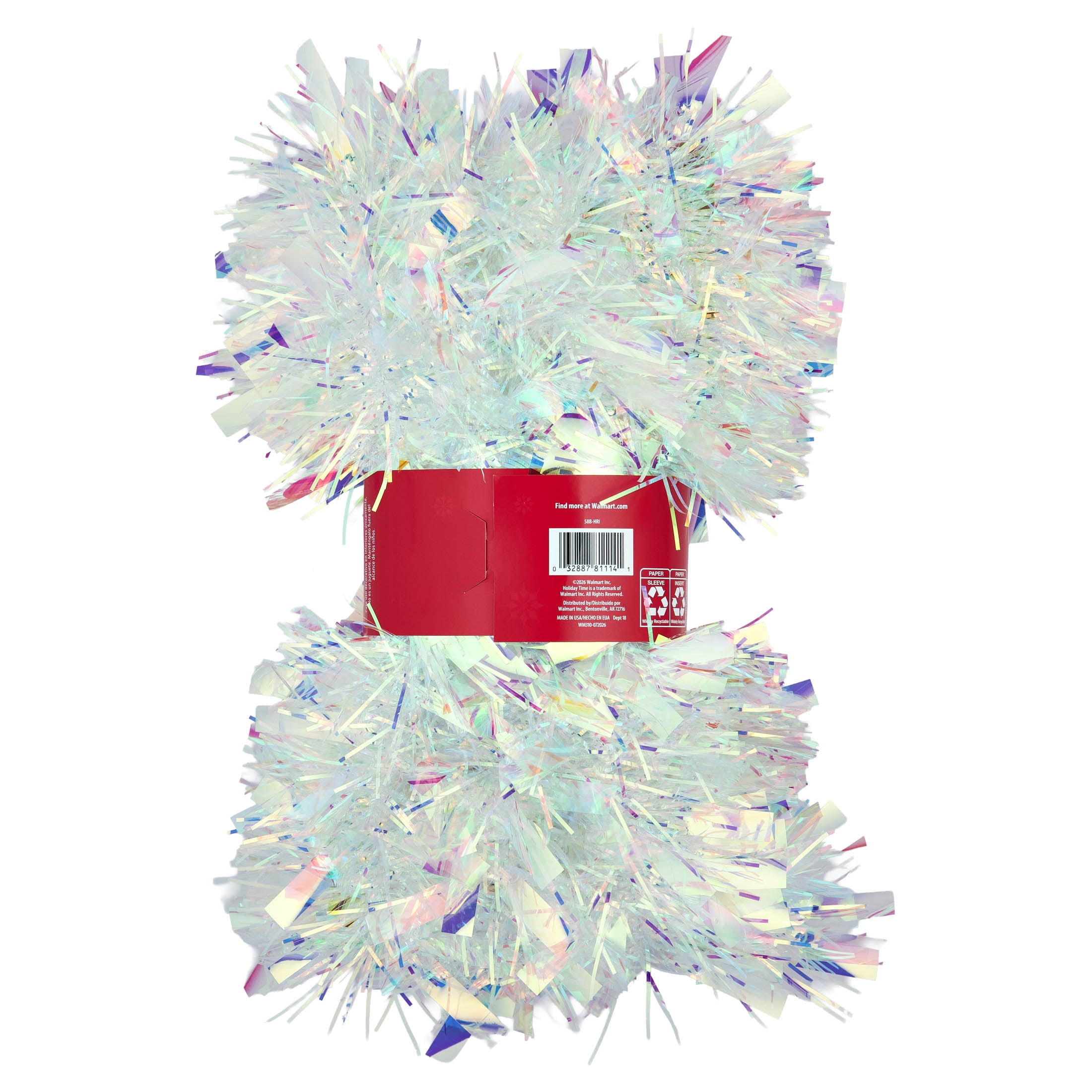 Tinsel Christmas Garland, Iridescent, 8', by Holiday Time
