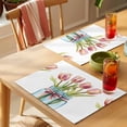 thumbnail image 4 of Tulip Flower Placemats Set of 8 Spring Oil Painting Floral Leaf Bow Vase Place Mats Indoor Wipeable Table Mats Washable Cloth Dining Table Placemats for Kitchen Holiday Party Home Decor 13x19 Inch, 4 of 9