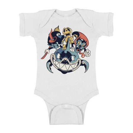 

Awkward Styles Halloween Baby Bodysuit Shark Romper