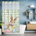 thumbnail image 6 of Easter Rabbit No Hooks Shower Curtain with Snap-in Liner Spring Floral Colored Eggs Green Plaid Shower Curtains for Bathroom, Waterproof, Easy Install, Washable 36"x72", 6 of 9