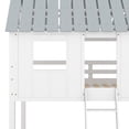 thumbnail image 4 of Euroco Twin over Twin Low Bunk Bed with Roof and Guardrail for Kids Room, White, 4 of 13