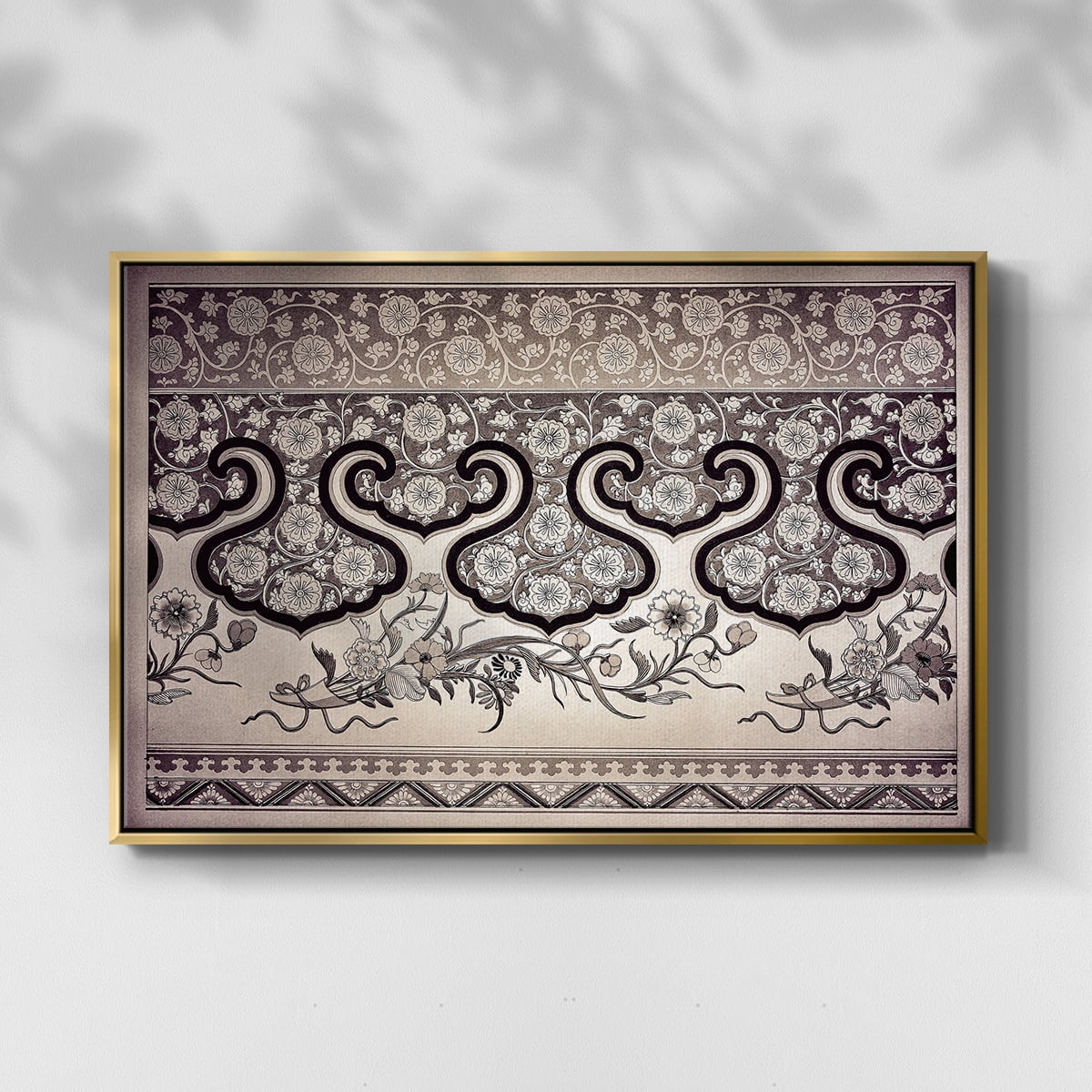 Vintage Abstract Print-XXV Framed in Gold Wood Gallery Wrapped Canvas 17 in. x 25 in.