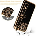 thumbnail image 4 of Designed for iPhone 14 Pro Max 6.7 inch Case,Luxury Plating Edge Love Hearts Pattern with Wristband Kickstand Camera Lens Protection,Soft Shockproof Cover for Girls Women,Black, 4 of 11