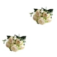 thumbnail image 4 of Ramo de peonías artificiales Bearachild flores de seda 2Conjunto Blanco verde, 4 of 6