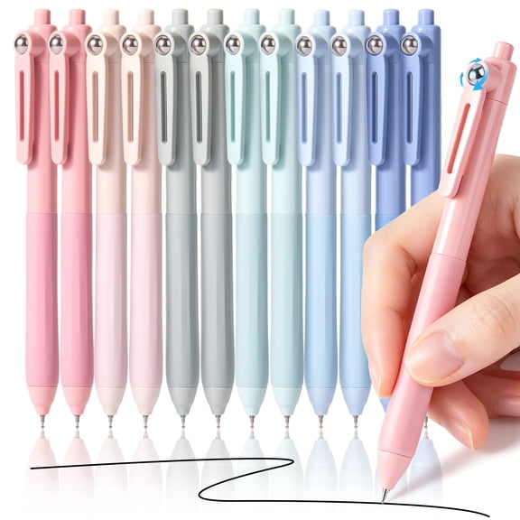 Deli Retractable Gel Ink Pens,Quick Dry Black Ink Pens,0.5mm Fine Point,12 Count Smooth Writing Soft Grip Pens for Office, Meetings, Planning and Everyday Use