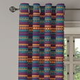 thumbnail image 3 of Ambesonne Striped Grommet Curtain, Retro Aztec Art, 50" x 54", Teal Plum and Orange, 3 of 6
