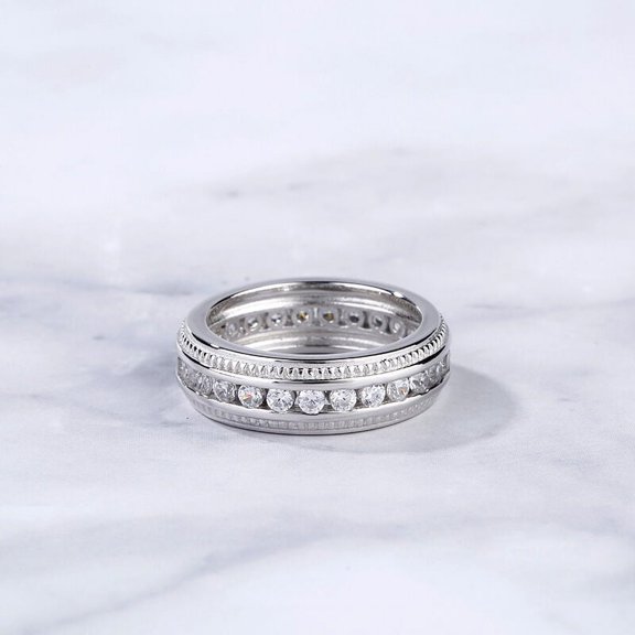 Bow Jewel Brilliant 2.75 Ct Round Cut Diamond Anniversary Ring - 14K White Gold Plated Wedding Anniversary Ring - Full Eternity Diamond Ring for Women's - Gorgeous Gift for Women's - Gifts for her