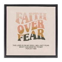 Stupell Industries Retro Faith Over Fear Religious & Spiritual Painting Black Floater Framed Canvas Art Print Wall Art, 25 x 25