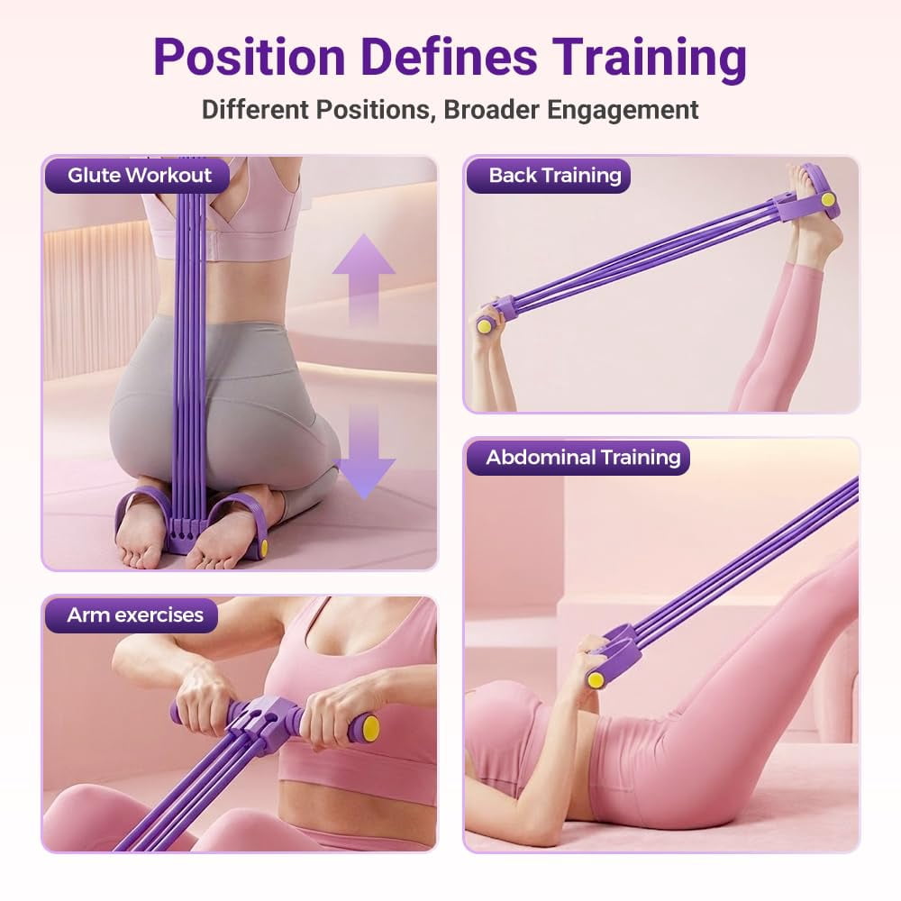 Multifunction Tension Rope Pedal Resistance Bands with Handles – 6-Tube Natural Rubber Fitness Bands for Full Body Stretching and Workout Training, Abdomen Waist Arms Legs Exercise Equipment