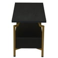 thumbnail image 5 of Household Essentials Crown TV Stand with Rectangular Storage Compartment Black Oak Wood Grain and Gold Metal, 5 of 6