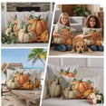 thumbnail image 5 of Orange Pumpkins Fall Outdoor Waterproof Pillow Covers, Retro Thanksgiving Maple Leaf Decorative Square Throw Pillowcase Sofa Cushion Sham for Patio/Couch/Chair, 26"x26" 2 Pack, 5 of 8
