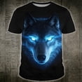 thumbnail image 2 of Wxolcjlv Men's Glowing Wolf Print Short Sleeve T Shirt Crew Neck Regular Fit Daily Wear Pullover Tee, 2 of 4