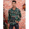 thumbnail image 2 of Mens Christmas Shirt Xmas Holiday Party Shirts Long Sleeve Snow Print Christmas Tree Shirt, 2 of 8
