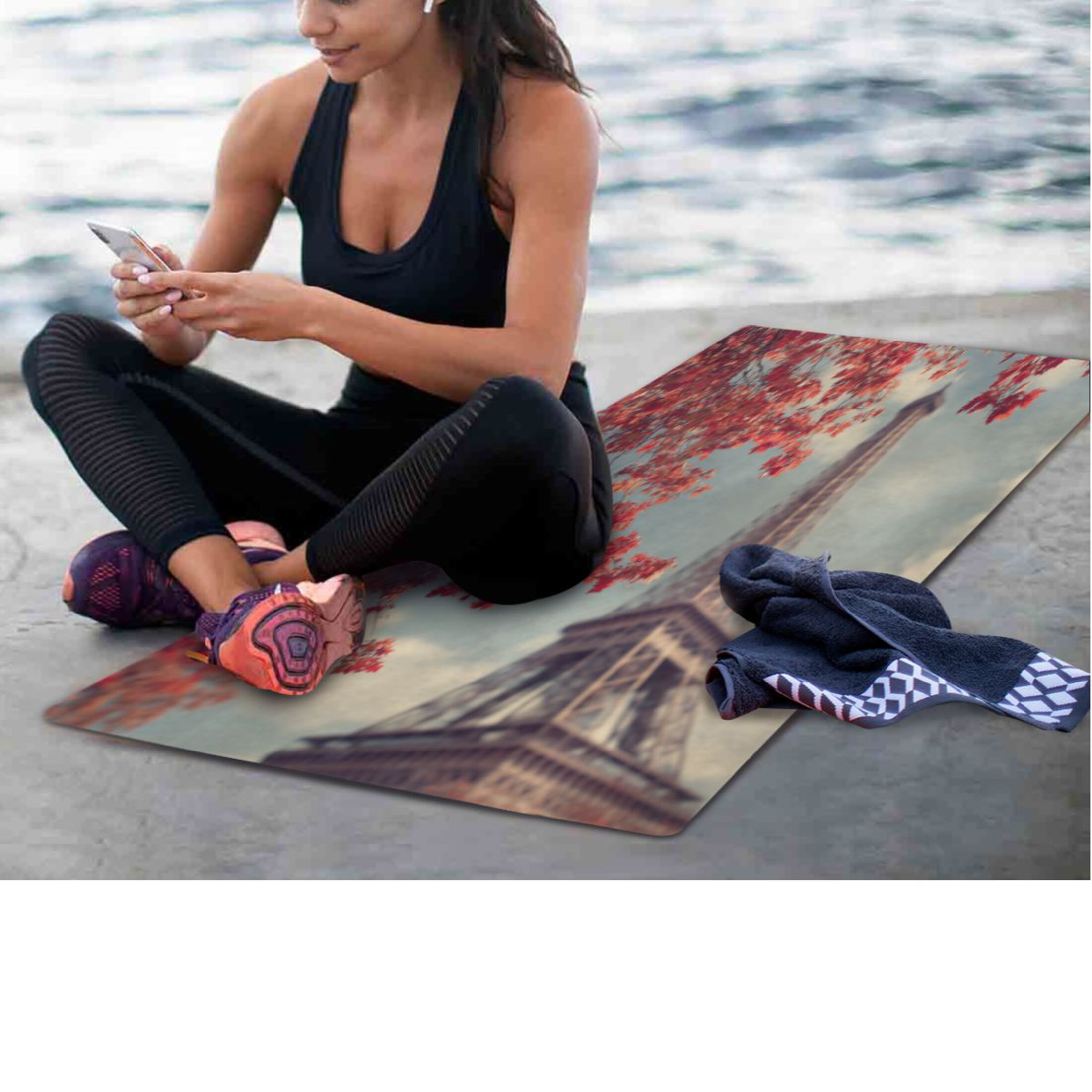 BZSMCE Yoga Mat Women Fitness Mat Autumn at The Tower Pattern