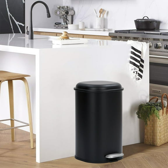 8 Gallon Bathroom Step Trash Can, 30-Liter Square Foot Pedal Garbage Can with Soft-Close Lid for Kitchen Bathroom, Without Inner Bucket, Space-Saving