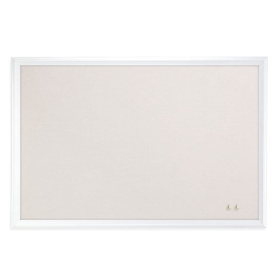 U Brands 30 x 20 in. Linen Bulletin Board with Decor Frame, Natural & White