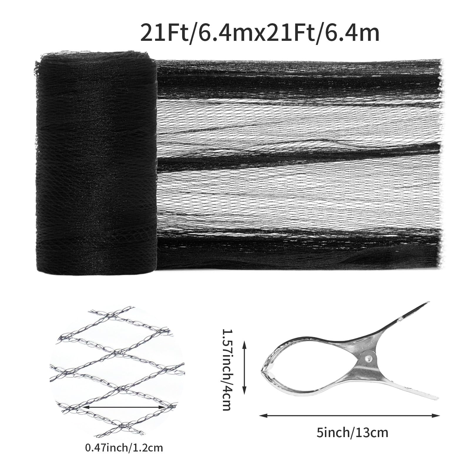 SLUMLOVE Freely cut 21ft Round Pool Leaf Net Cover - Pool Net Cover with 12 Pcs Swimming Pool Cover Clips - Leaf Net for 18ft Above Ground Pools